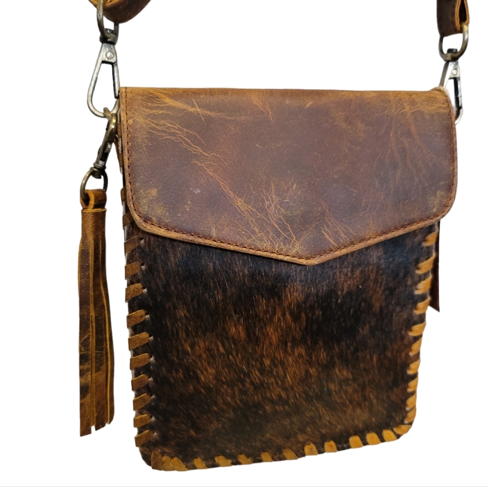 Western Genuine Leather   Cowhide Mini Crossbody cell Phone smart mobile Purse